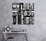 Abstract Pattern with Boroughs of New York. Manhattan, Brooklyn, The Bronx. Canvas Print ArtLexy   