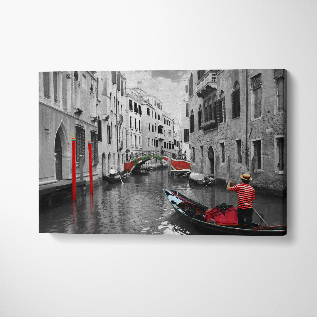 Gondolas in Venice Grand Canal Canvas Print ArtLexy 1 Panel 24"x16" inches 