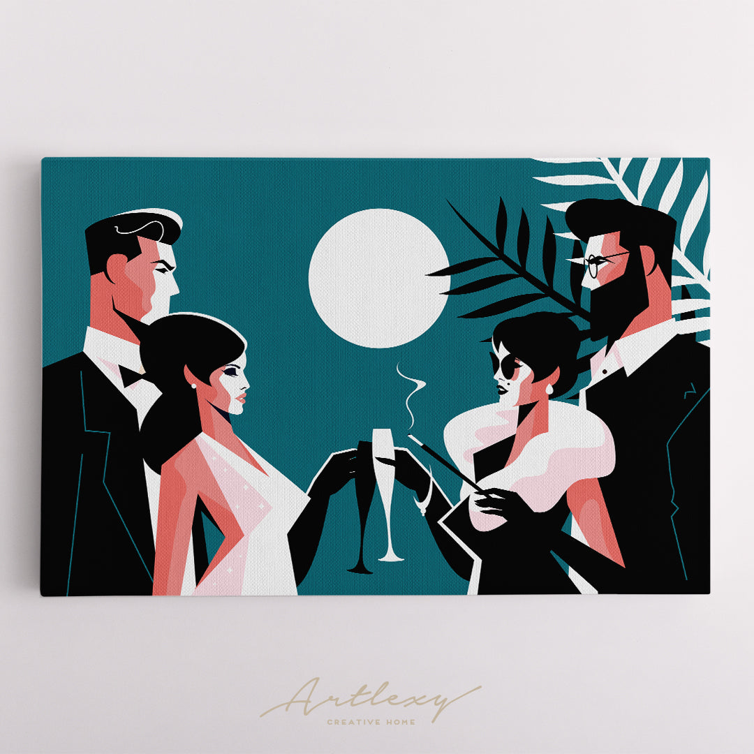 Elegant Couples at Fashion Night Party Canvas Print ArtLexy   