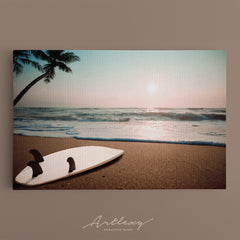 Surfboard on Tropical Beach Canvas Print ArtLexy   