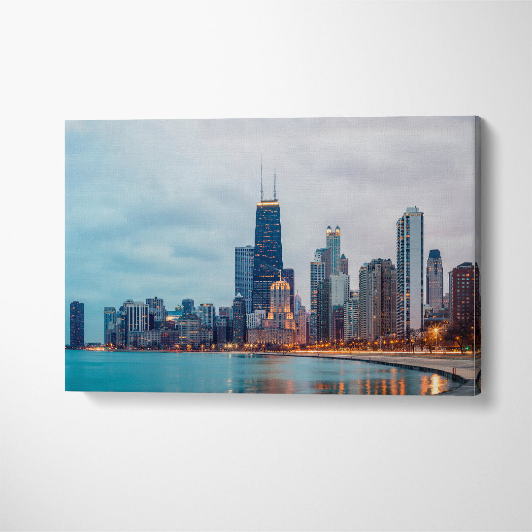 Chicago Skyline Canvas Print ArtLexy 1 Panel 24"x16" inches 