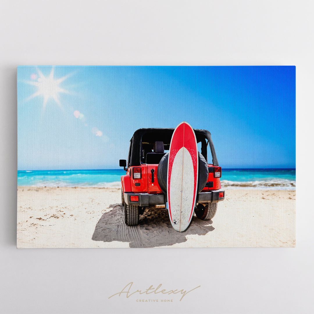 Summer Car with Surfer Board Canvas Print ArtLexy   