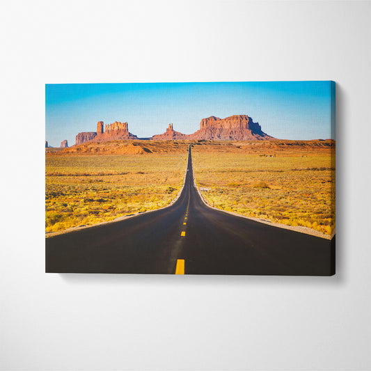Historic U.S. Route 163 Highway Monument Valley Canvas Print ArtLexy 1 Panel 24"x16" inches 