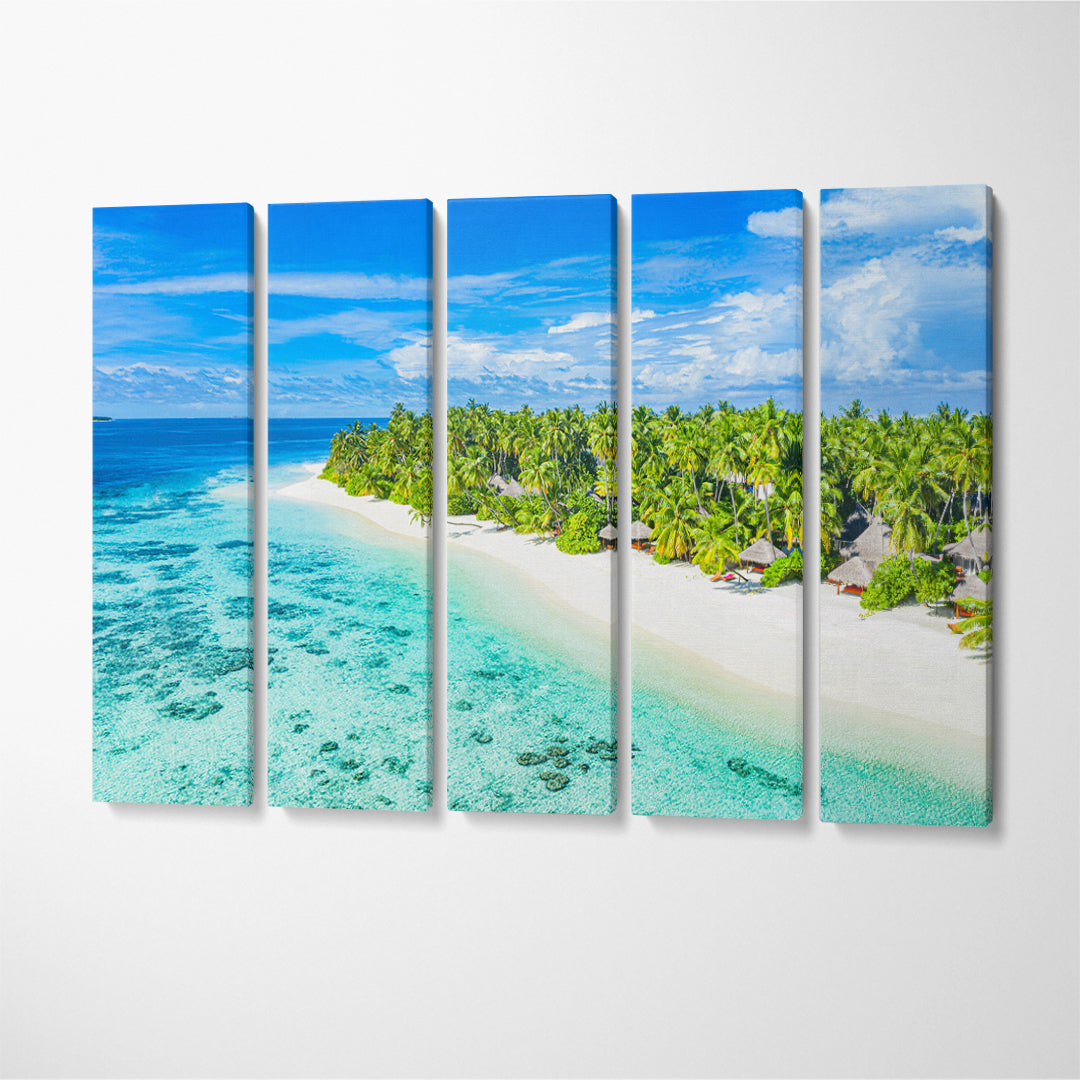 Beautiful Paradise Tropical Beach of Maldives Canvas Print ArtLexy 5 Panels 36"x24" inches 