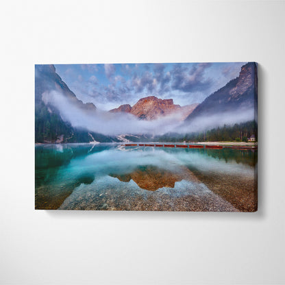 Lake Braies (Lago Di Braies) Italy Canvas Print ArtLexy 1 Panel 24"x16" inches 