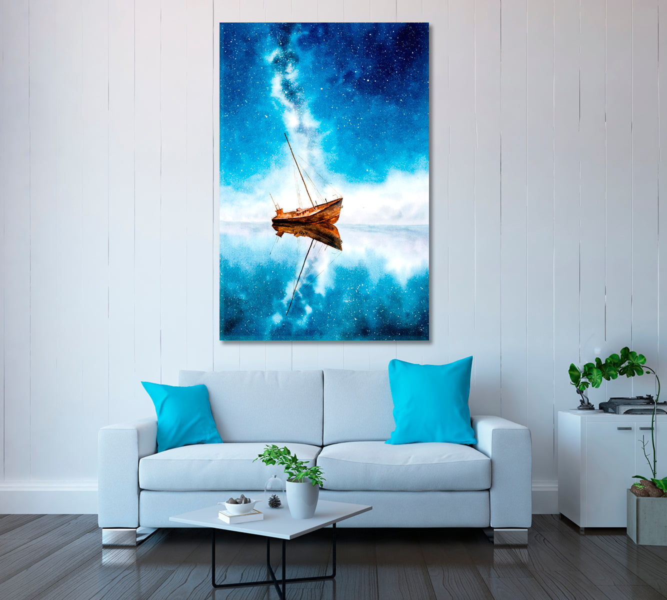 Abandoned Ship with Milky Way Canvas Print ArtLexy 1 Panel 16"x24" inches 
