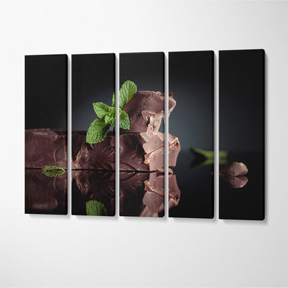 Dark Bitter Chocolate with Mint Canvas Print ArtLexy 5 Panels 36"x24" inches 