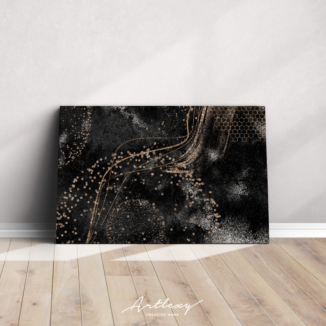 Trendy Black & Gold Abstract Pattern Canvas Print ArtLexy   