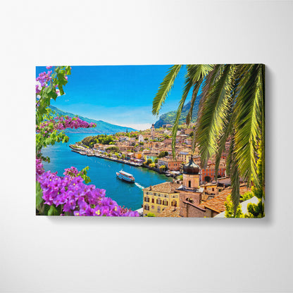 Limone sul Garda Waterfront Lombardy Italy Canvas Print ArtLexy 1 Panel 24"x16" inches 