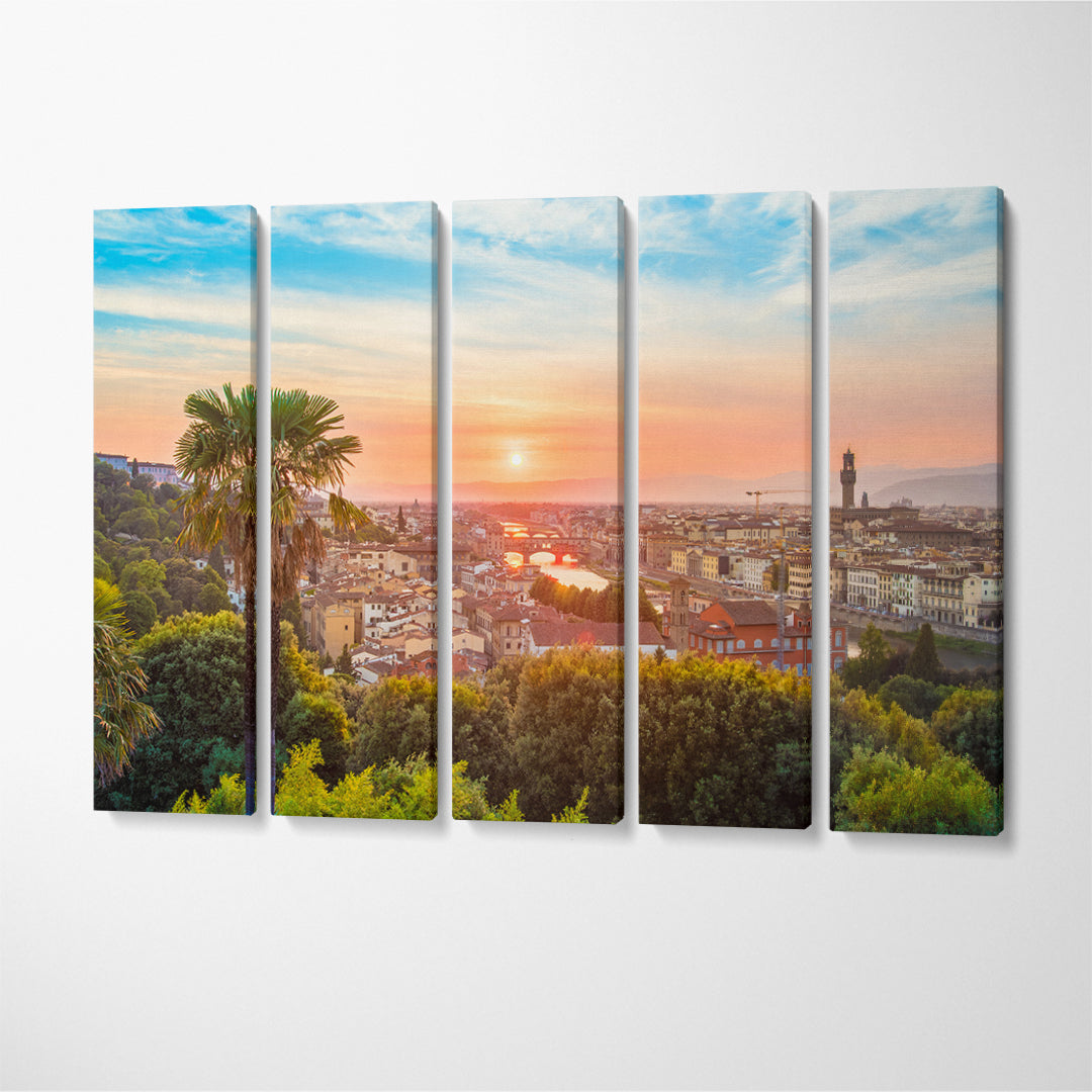 Beautiful Florence at Sunset Canvas Print ArtLexy 5 Panels 36"x24" inches 