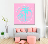 Vintage Pattern Palm Trees LA California Canvas Print ArtLexy 1 Panel 12"x12" inches 
