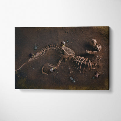 Dinosaur Fossil Tyrannosaurus Rex Skeleton Canvas Print ArtLexy 1 Panel 24"x16" inches 