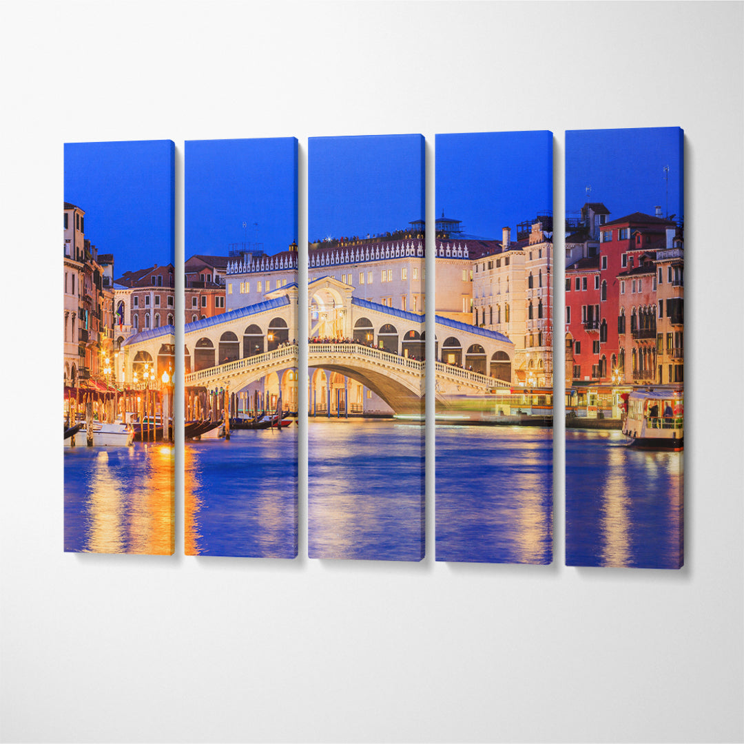Rialto Bridge and Grand Canal Venice Italy Canvas Print ArtLexy 5 Panels 36"x24" inches 