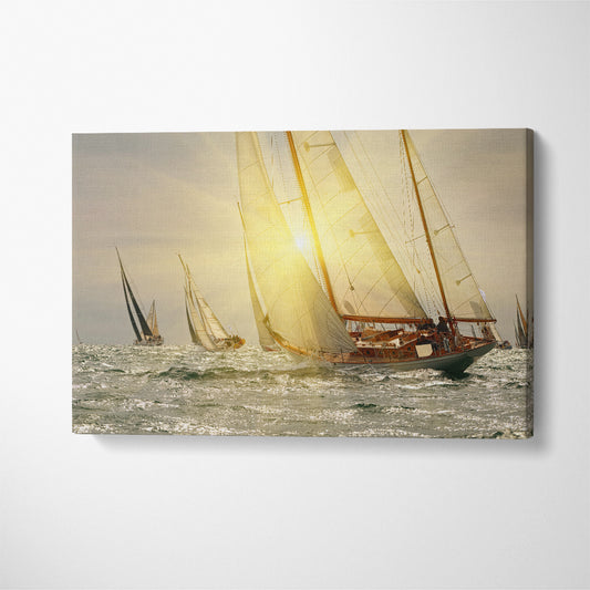 Sailing Yachts Regatta Canvas Print ArtLexy 1 Panel 24"x16" inches 