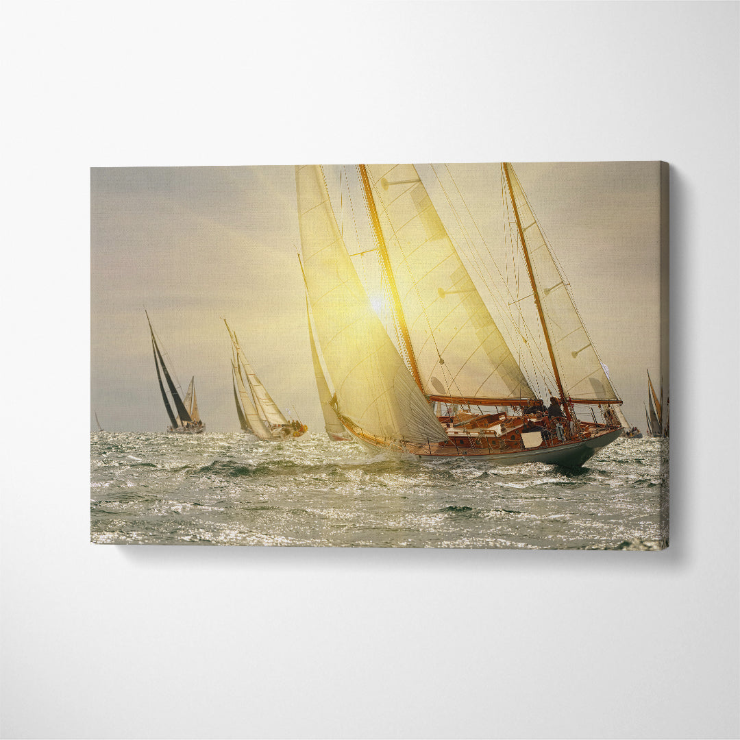 Sailing Yachts Regatta Canvas Print ArtLexy 1 Panel 24"x16" inches 