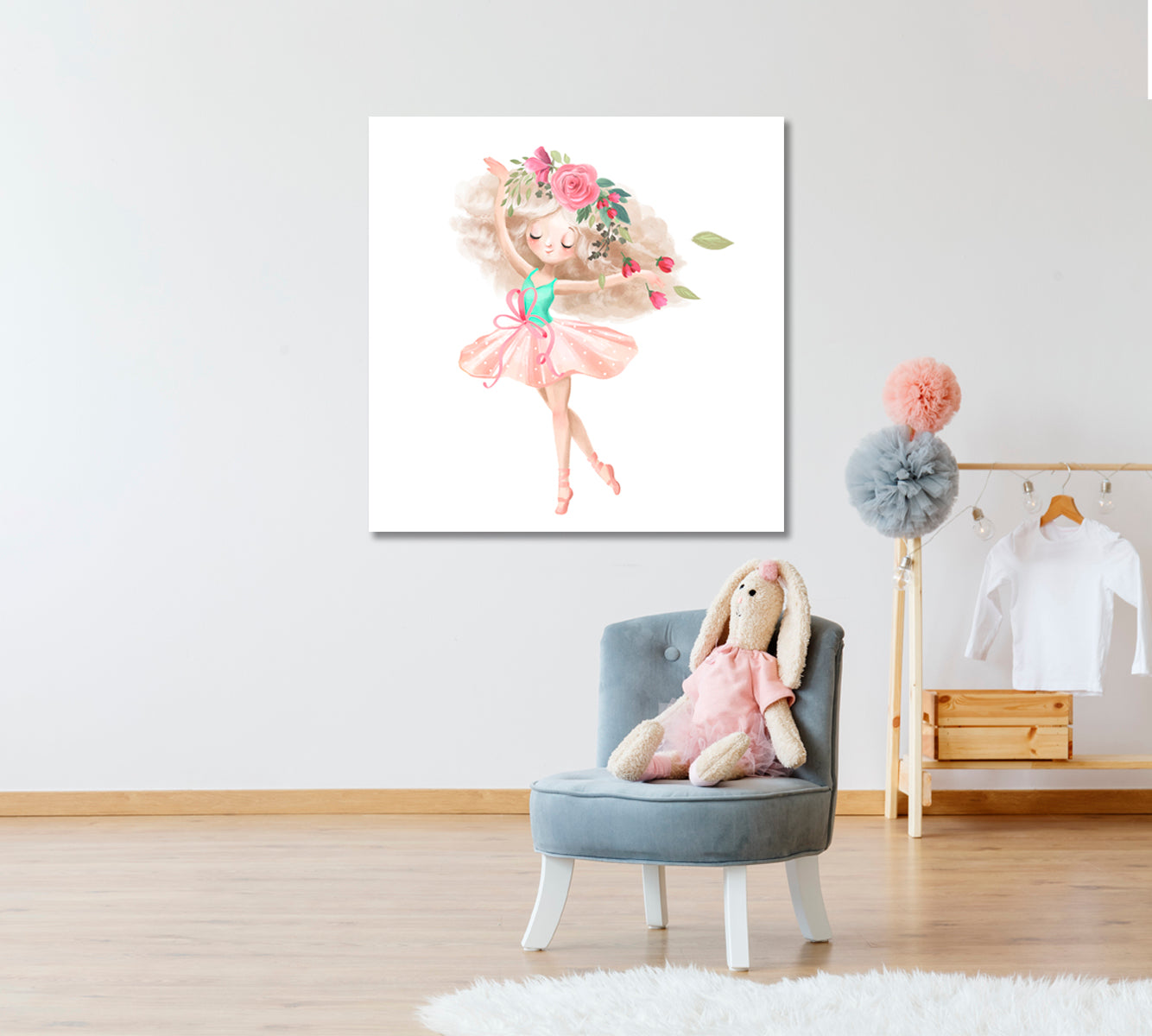Cute Ballerina with Flowers Canvas Print ArtLexy   