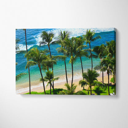 Hawaii Beach with Palm Trees Canvas Print ArtLexy 1 Panel 24"x16" inches 