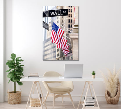 Wall Street Sign New York Canvas Print ArtLexy 1 Panel 16"x24" inches 