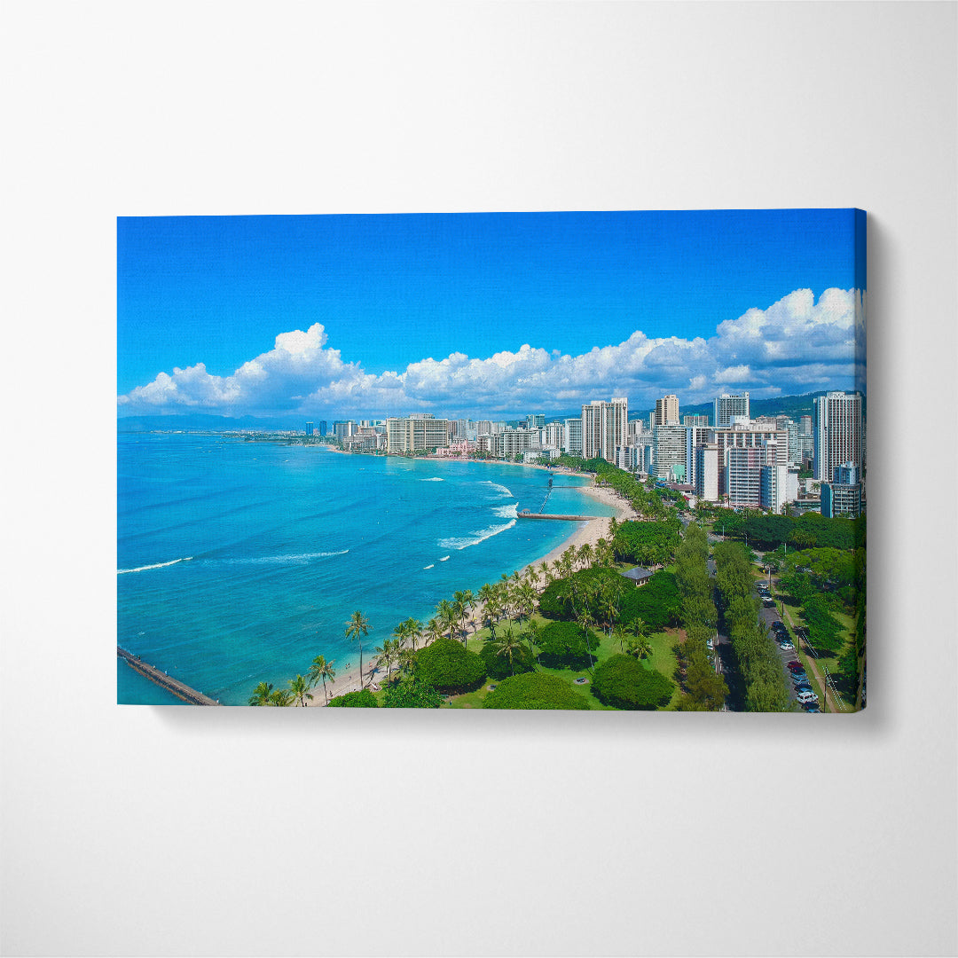 Waikiki Beach Honolulu Hawaii Canvas Print ArtLexy 1 Panel 24"x16" inches 