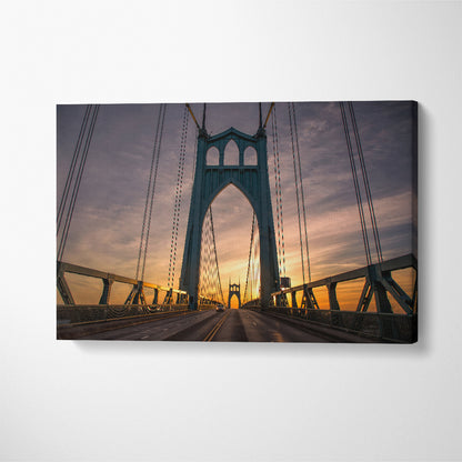St Johns Bridge Portland Oregon Canvas Print ArtLexy 1 Panel 24"x16" inches 