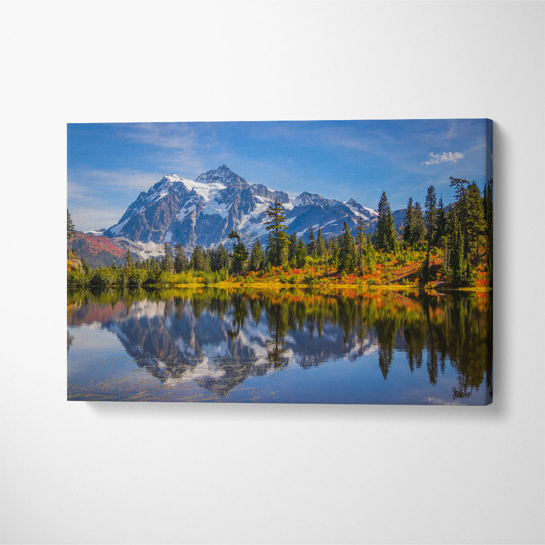 Mountain Lake Mount Shuksan Washington Northern Cascades Canvas Print ArtLexy 1 Panel 24"x16" inches 
