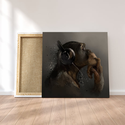 Monkey with Headphone Canvas Print ArtLexy 1 Panel 12"x12" inches 