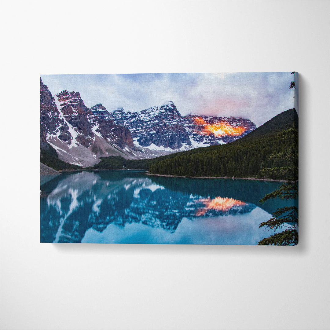 Moraine Lake at Sunrise in Banff National Park Canada Canvas Print ArtLexy 1 Panel 24"x16" inches 