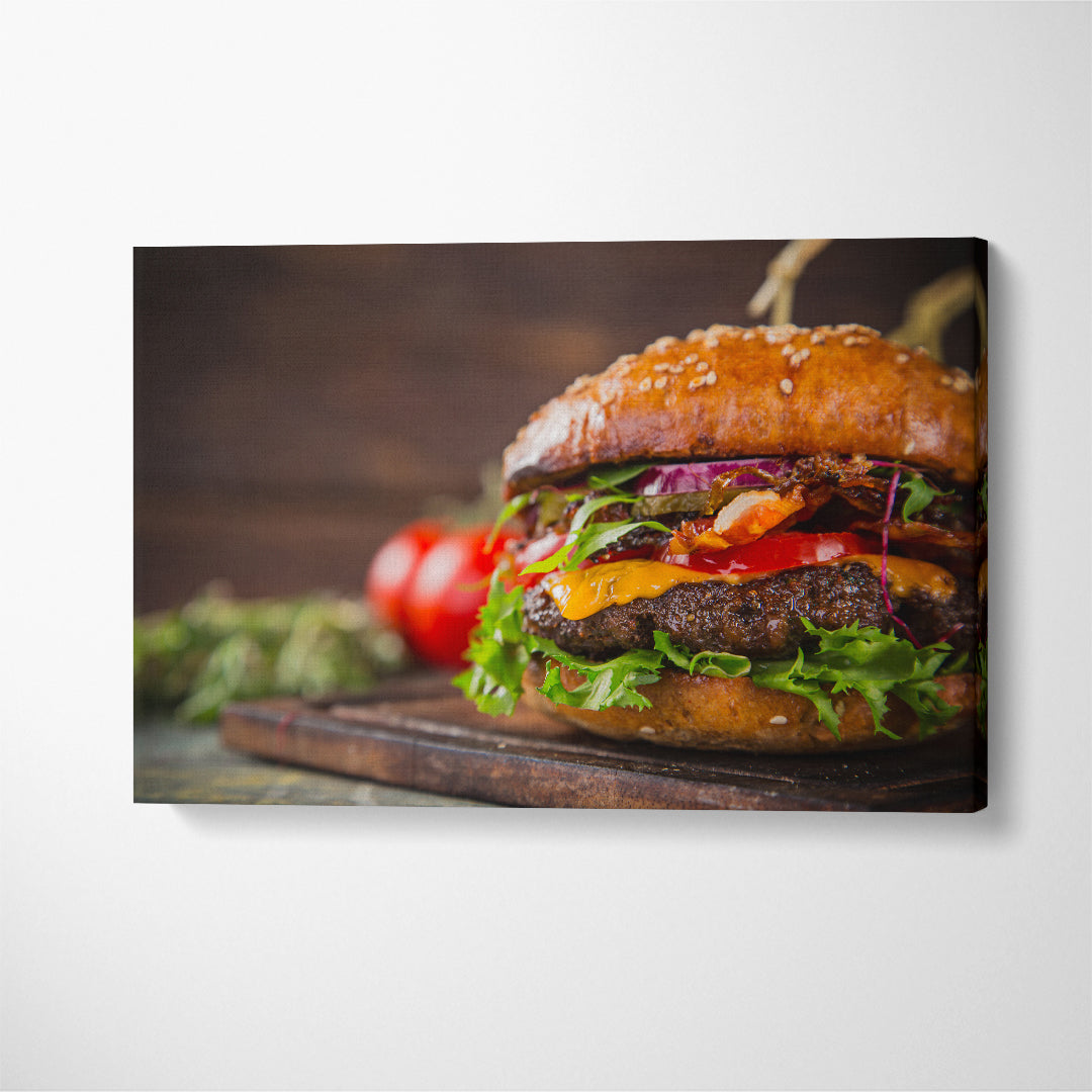 Tasty Burger Canvas Print ArtLexy 1 Panel 24"x16" inches 