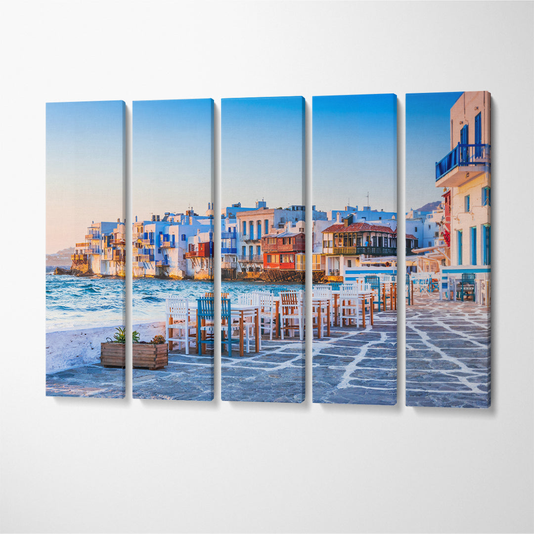 Mykonos at Sunset Greece Canvas Print ArtLexy 5 Panels 36"x24" inches 