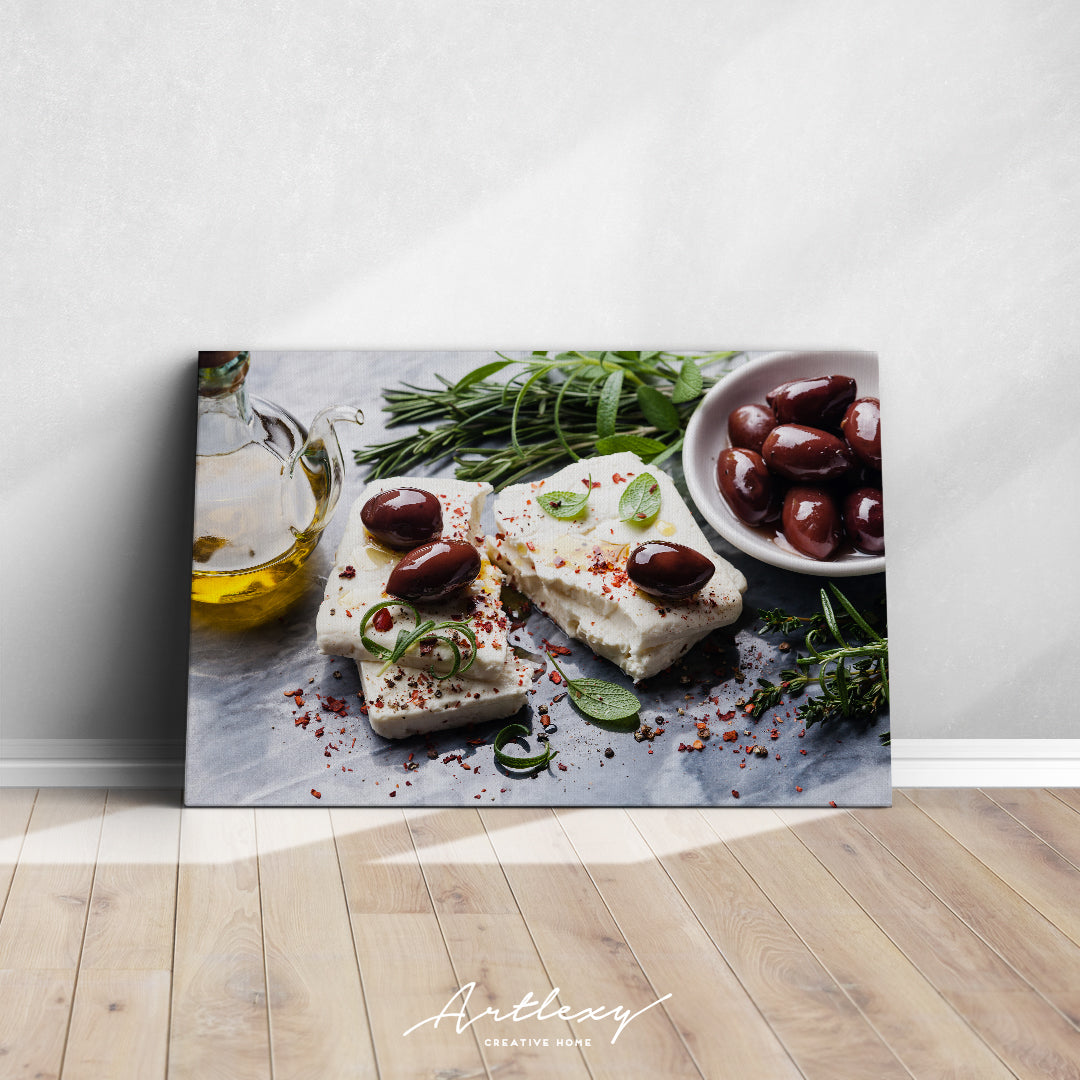Feta Cheese with Olives Canvas Print ArtLexy   