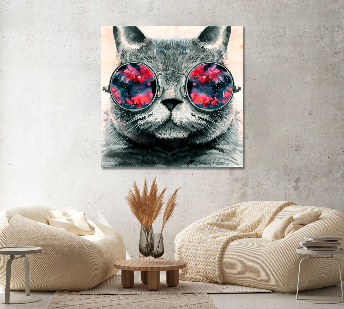 Fluffy Cat in Sunglasses Canvas Print ArtLexy   