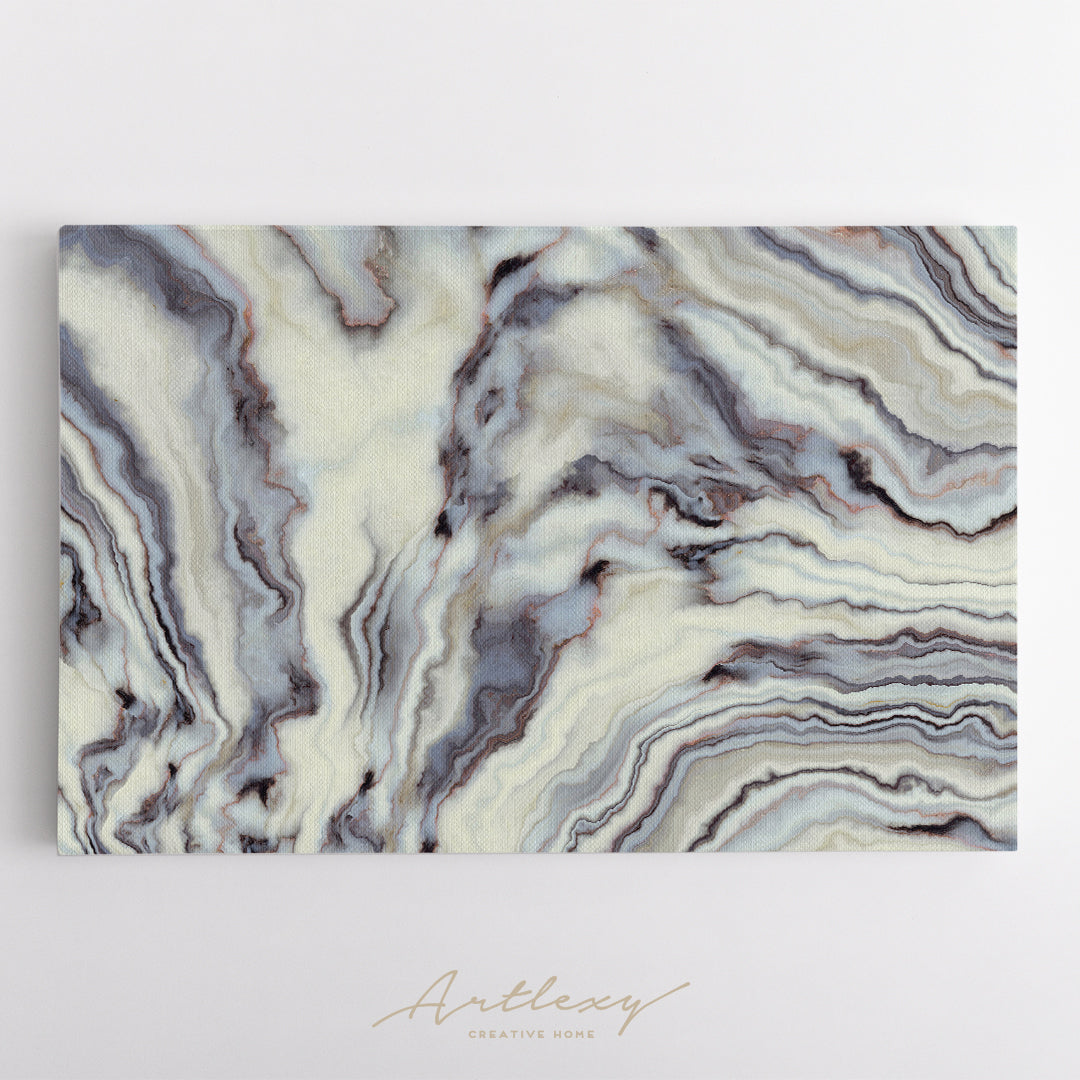 White Marble Pattern with Curly Veins Canvas Print ArtLexy   