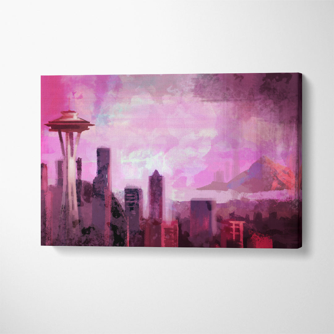 Abstract Seattle Skyline Canvas Print ArtLexy 1 Panel 24"x16" inches 