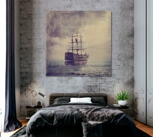 Old Pirate Ship Canvas Print ArtLexy 1 Panel 12"x12" inches 