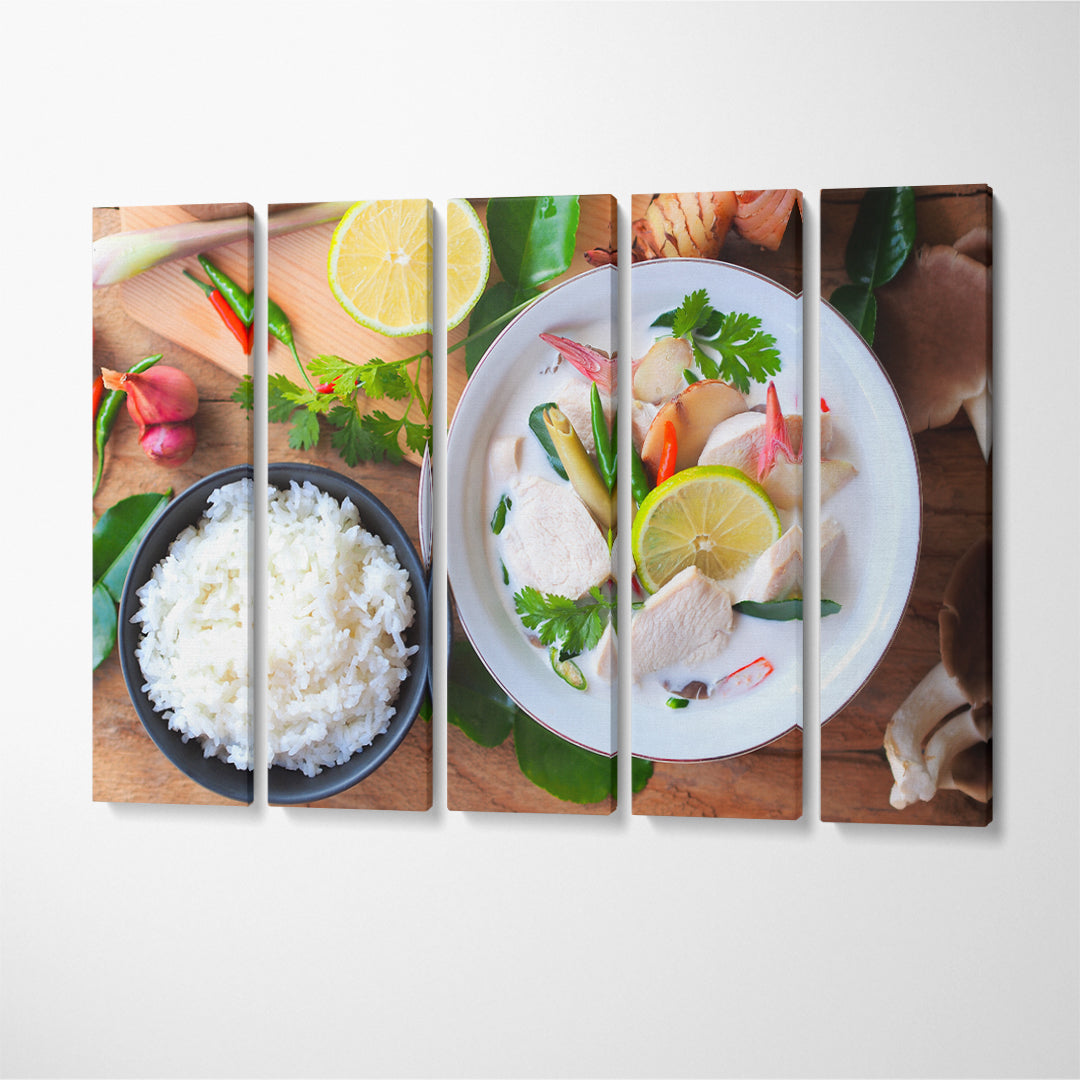 Thai Coconut Chicken Soup (Tom Kha Gai) Canvas Print ArtLexy 5 Panels 36"x24" inches 