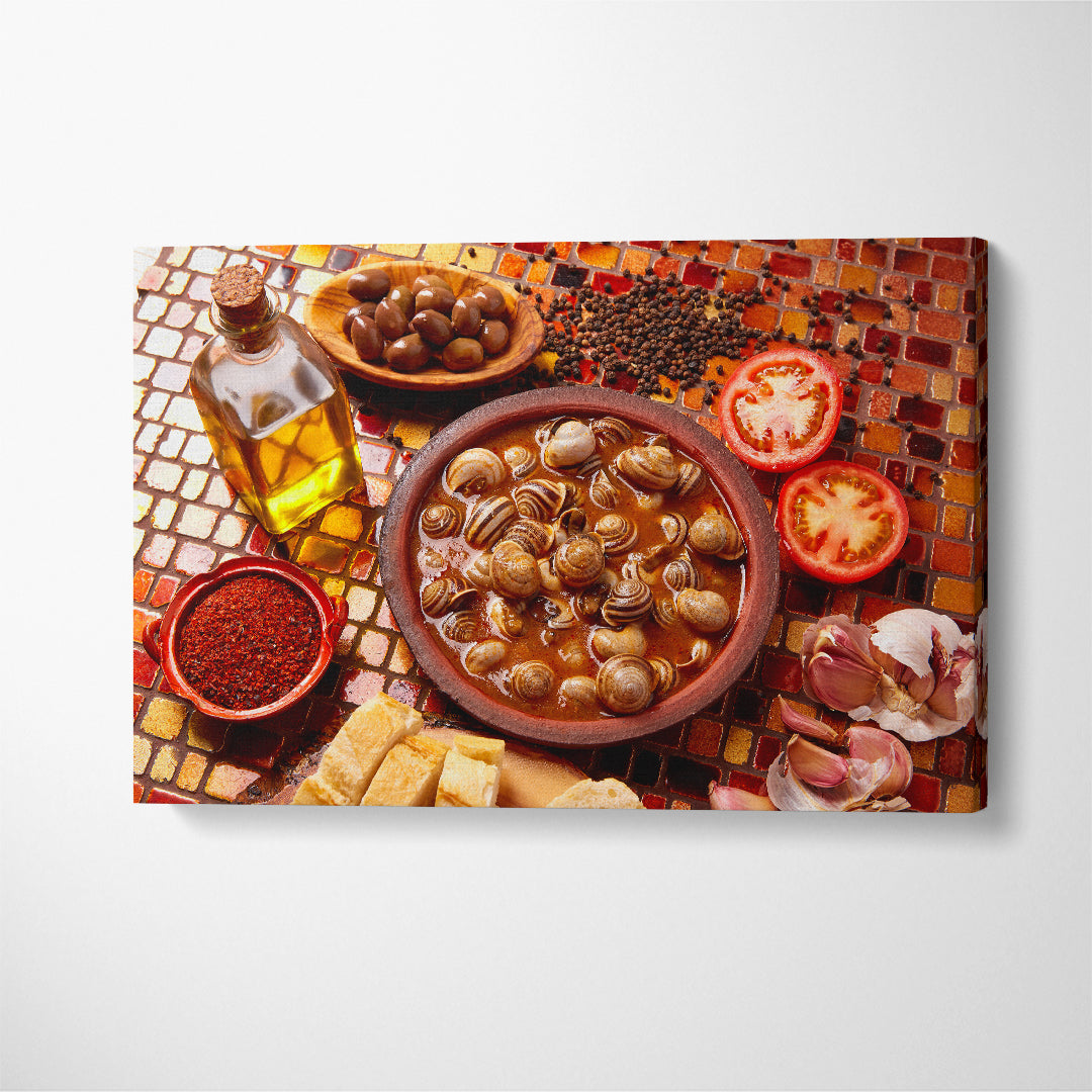 Traditional Spanish Tapas Snail Canvas Print ArtLexy 1 Panel 24"x16" inches 