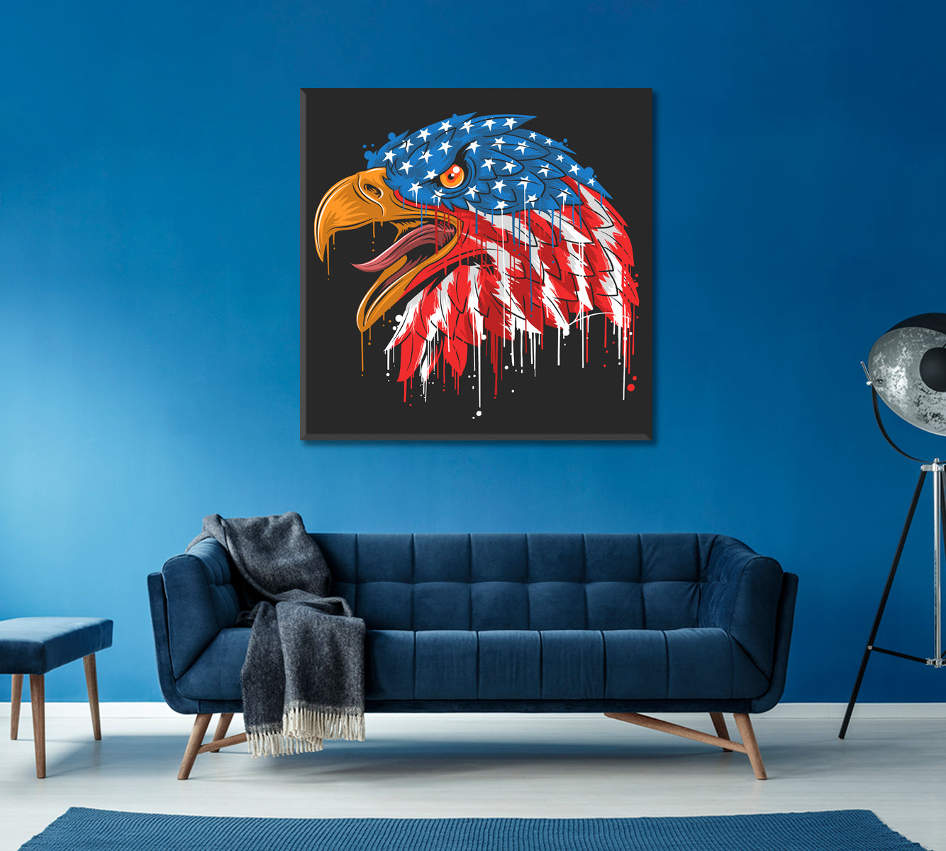 American Eagle Flag USA Canvas Print ArtLexy 1 Panel 12"x12" inches 