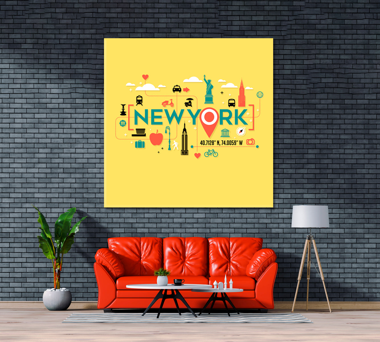 New York City Landmarks Canvas Print ArtLexy 1 Panel 12"x12" inches 