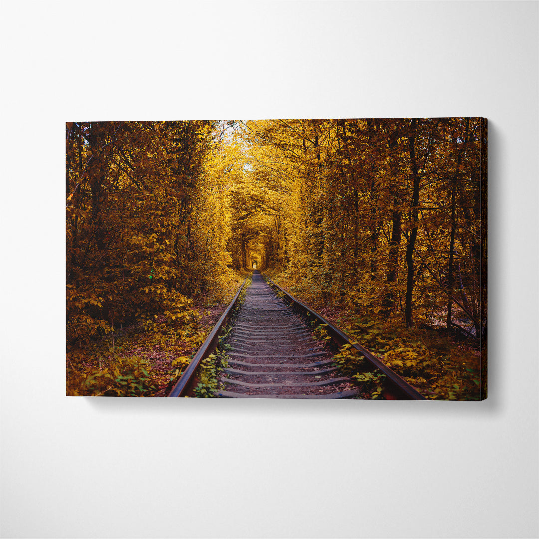 Love Tunnel in Autumn Ukraine Canvas Print ArtLexy 1 Panel 24"x16" inches 