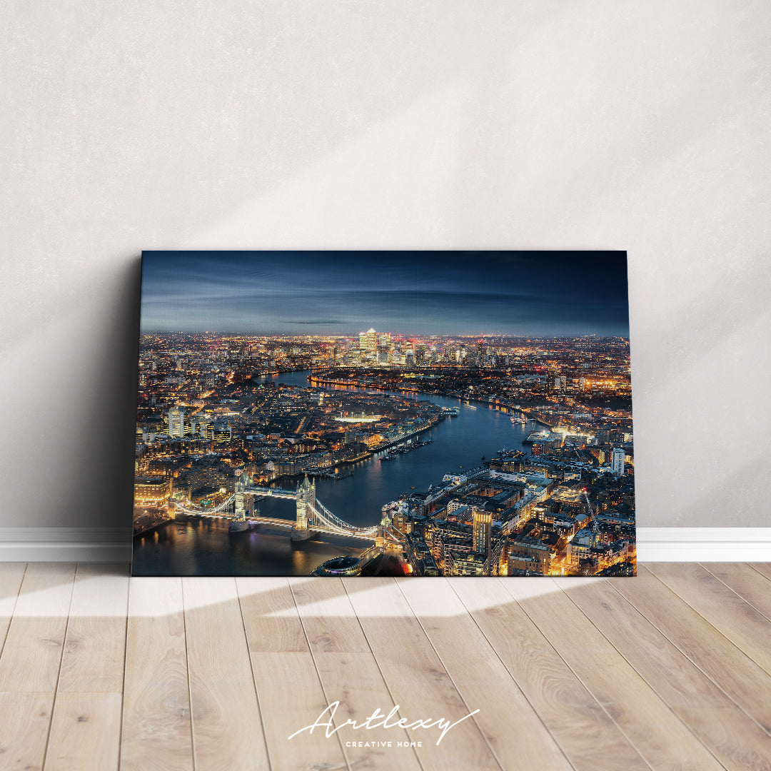 Canary Wharf Financial District and Tower Bridge London Canvas Print ArtLexy   