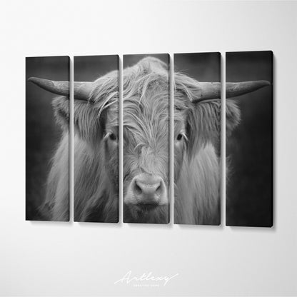 Highland Cow in Black and White Canvas Print ArtLexy   
