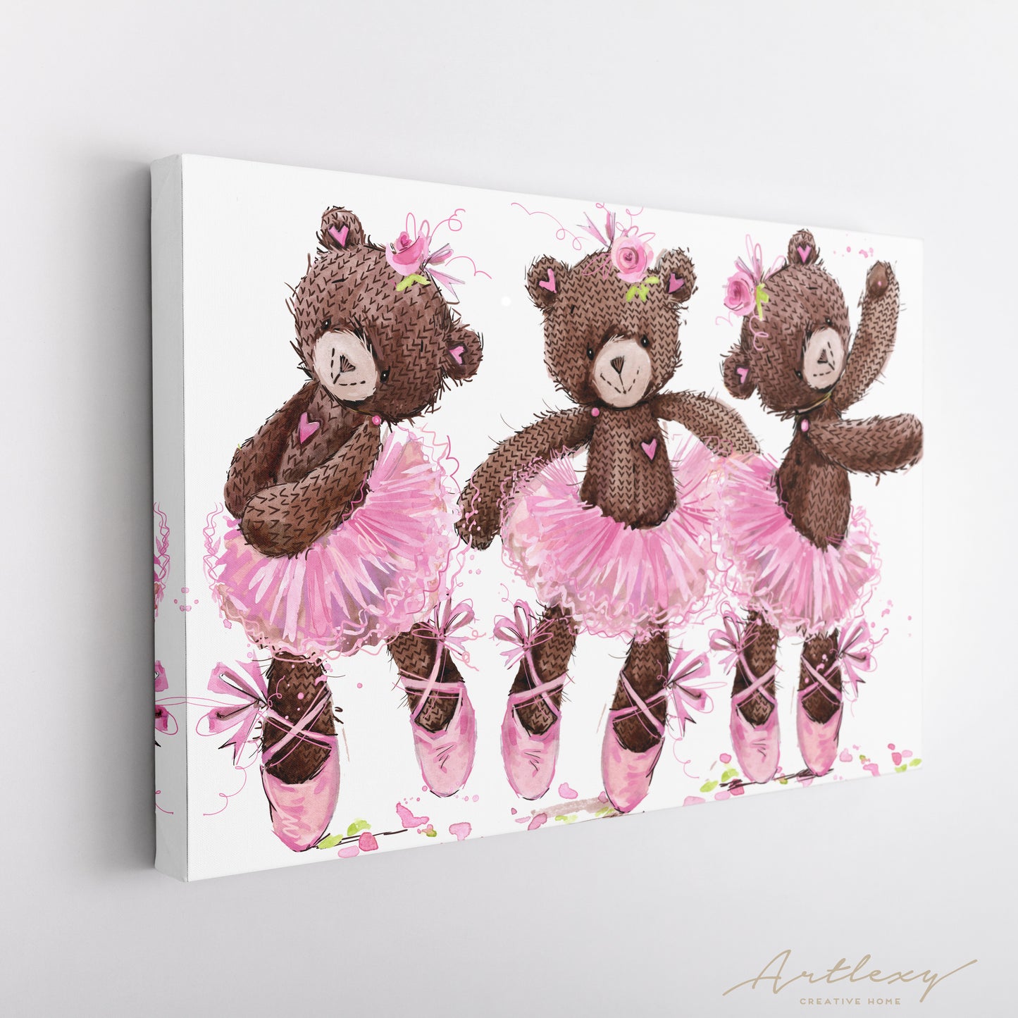 Cute Teddy Bear Ballerina Canvas Print ArtLexy   