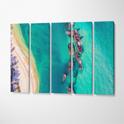 Tangalooma Shipwrecks off Moreton Island Canvas Print ArtLexy 5 Panels 36"x24" inches 