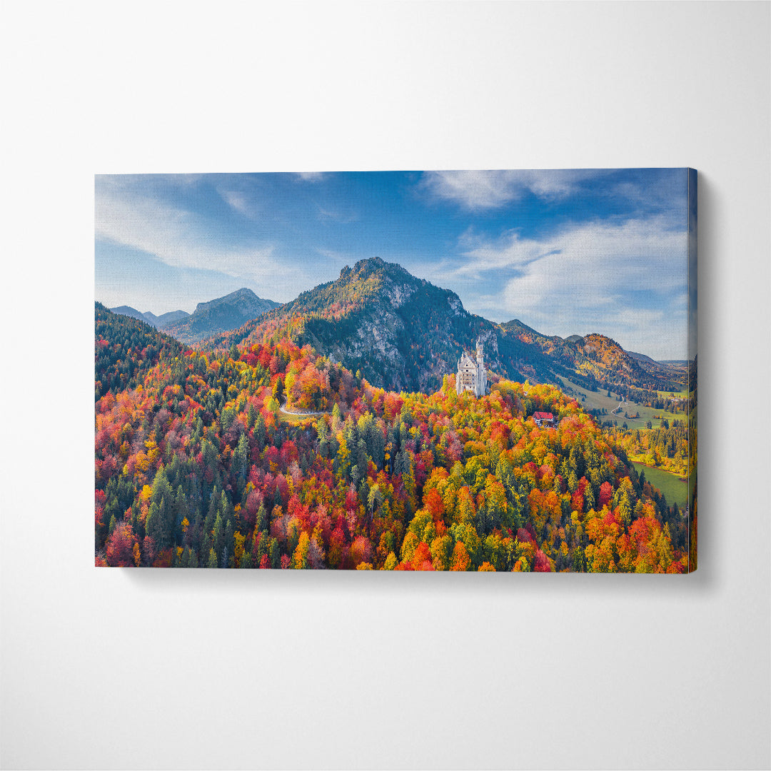Fabulous Landscape of Alps with Neuschwanstein Castle Germany Canvas Print ArtLexy 1 Panel 24"x16" inches 