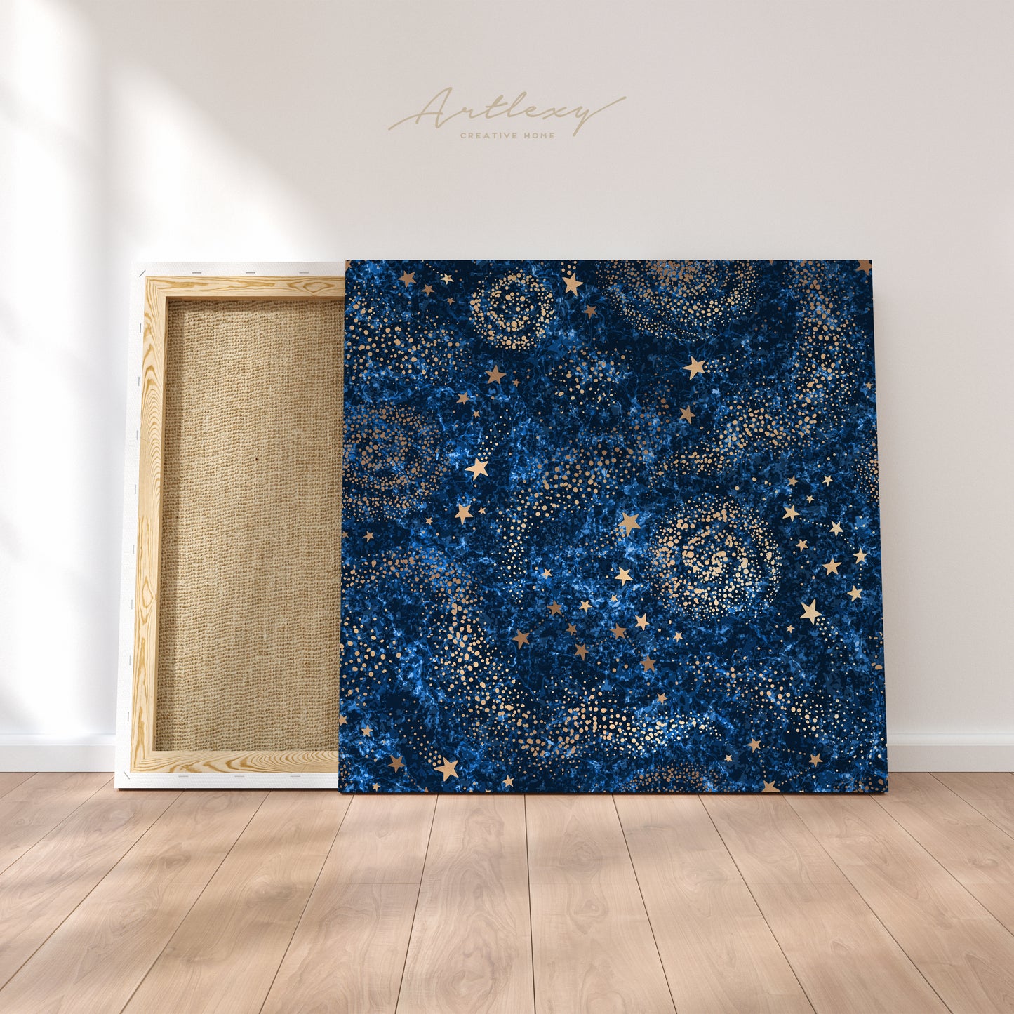 Abstract Galaxy with Gold Stars Canvas Print ArtLexy 1 Panel 12"x12" inches 