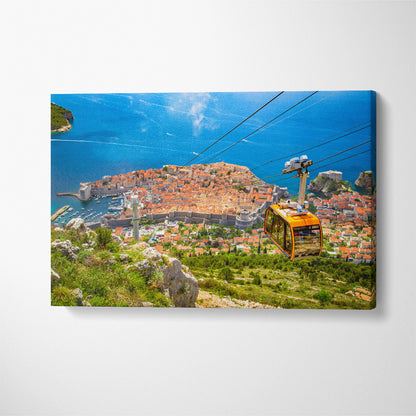 Old Town of Dubrovnik with Famous Cable Car Croatia Canvas Print ArtLexy 1 Panel 24"x16" inches 