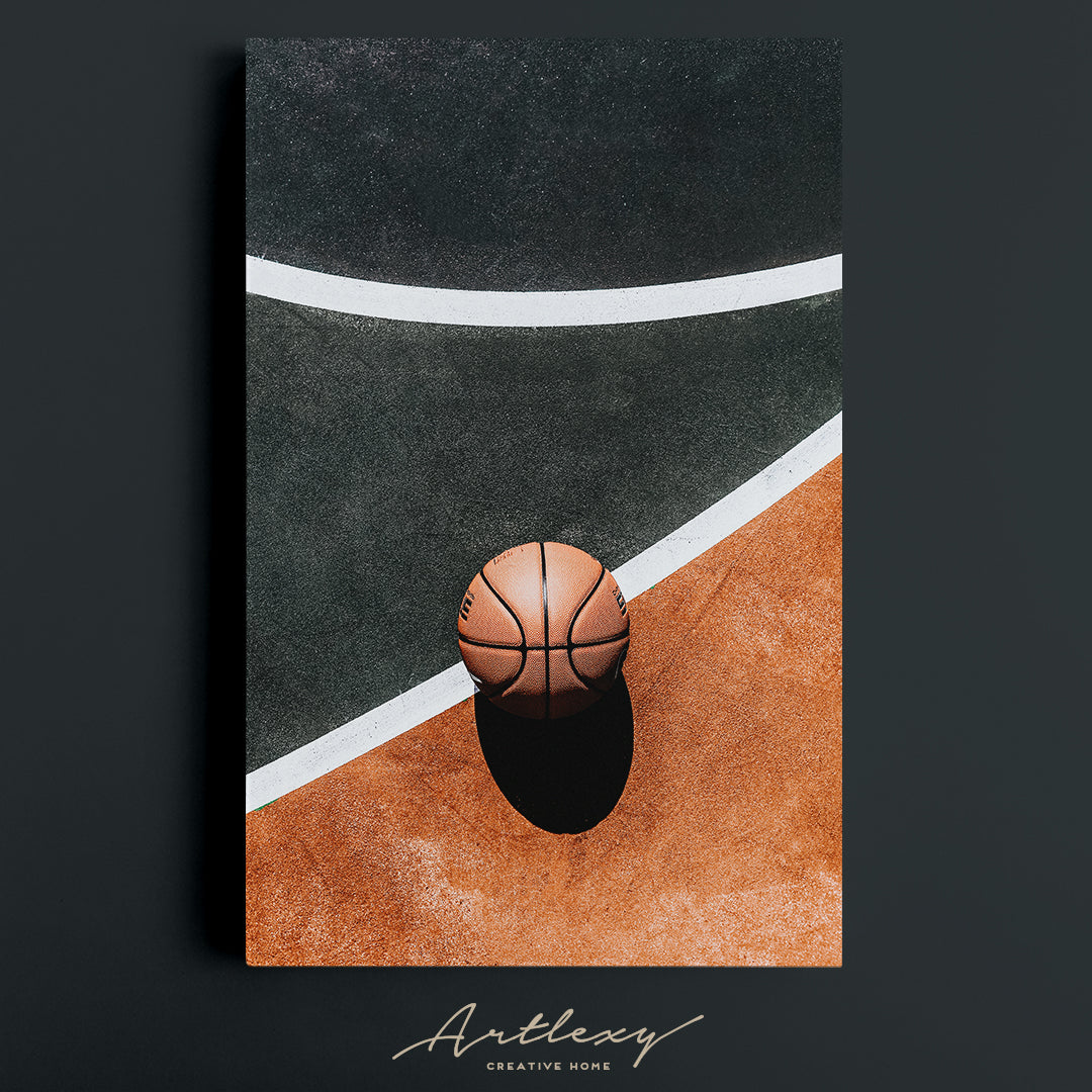 Basketball on Basketball Court Canvas Print ArtLexy   