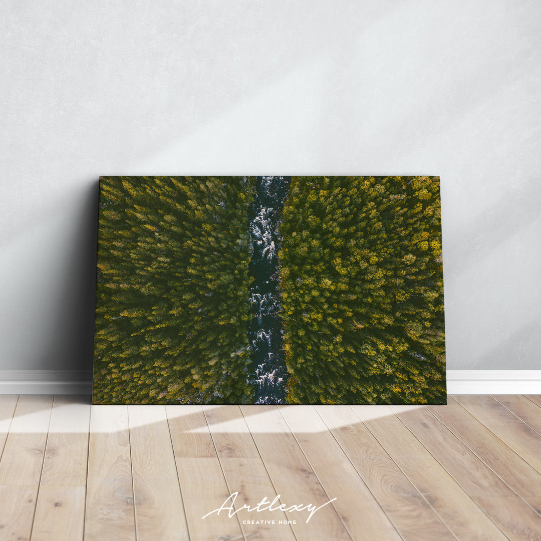 River In Coniferous Forest Finland Canvas Print ArtLexy   