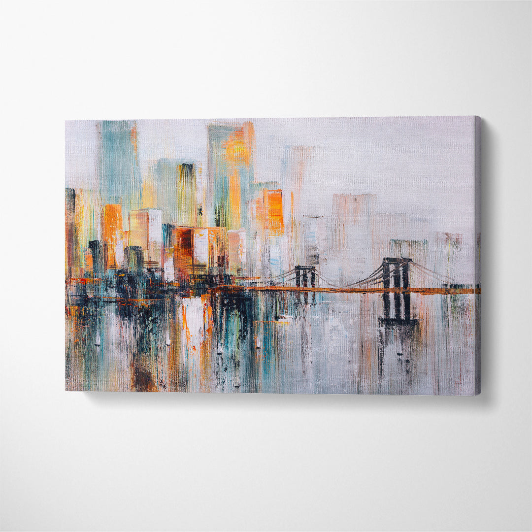 Amazing Abstract Brooklyn Bridge New York Canvas Print ArtLexy 1 Panel 24"x16" inches 