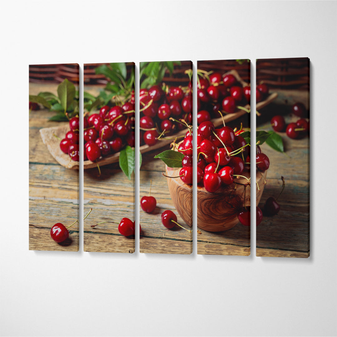 Sweet Cherries Canvas Print ArtLexy 5 Panels 36"x24" inches 